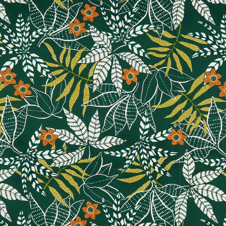 Tissu de décoration Semi-panama Jungle – vert foncé/orange,  image number 1