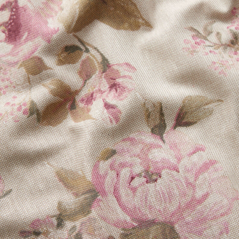 Tissu de décoration Semi-panama Roses peintes – nature,  image number 2