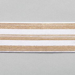 Ruban élastique à rayures [40 mm] – blanc/or, 