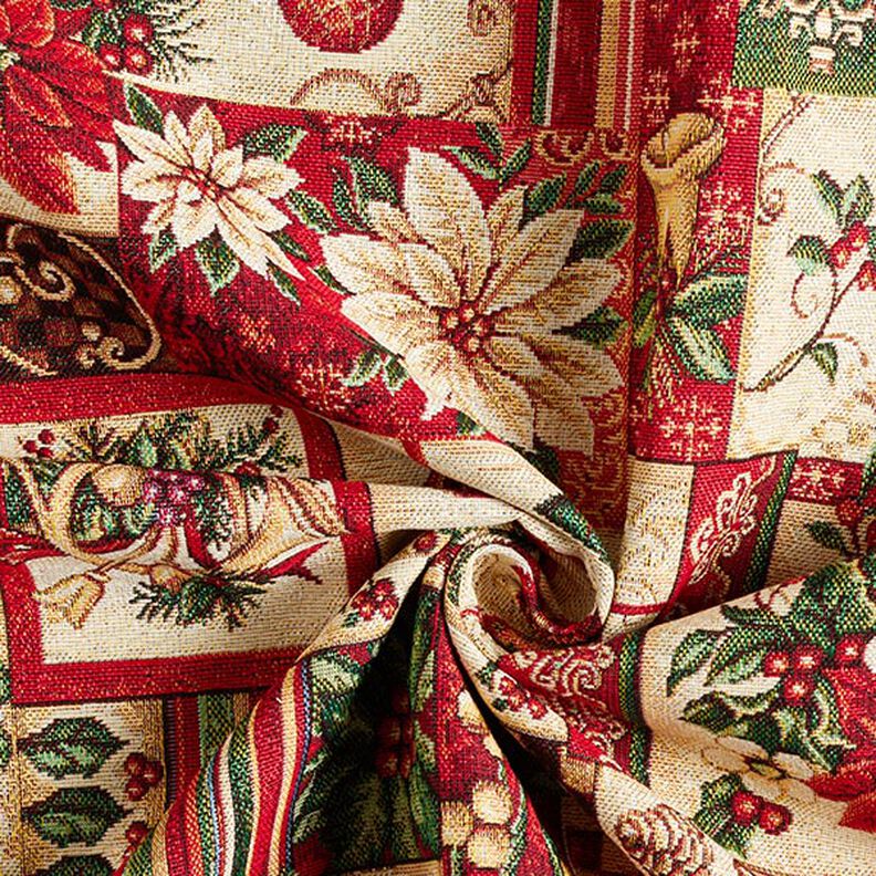 Tissu de décoration Gobelin Motifs de Noël – crème/rouge,  image number 3