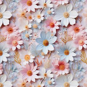 Popeline coton Fleurs en papier Impression numérique – vieux rose clair, 