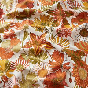Tissu de décoration Panama Fleurs colorées – crème/terre cuite, 