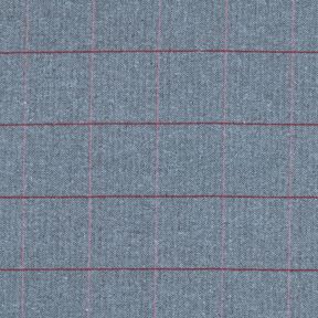 Tissu pour manteau en coton mélangé à chevrons et carreaux – bleu clair/rouge bordeaux, 