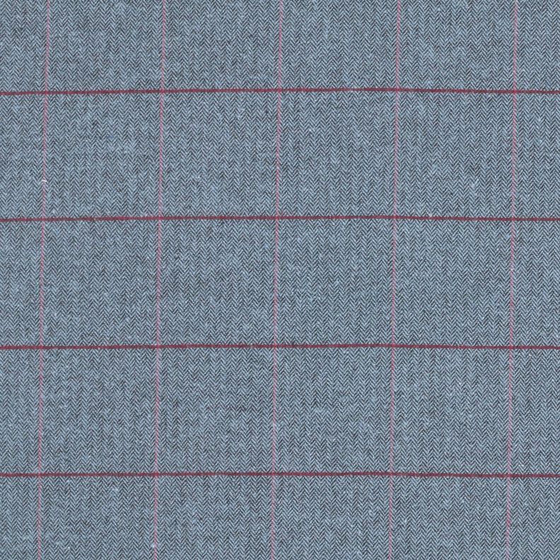 Tissu pour manteau en coton mélangé à chevrons et carreaux – bleu clair/rouge bordeaux,  image number 1