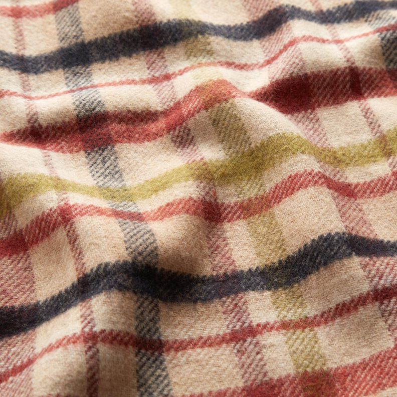 Tissu pour manteau à carreaux double face – beige/marron,  image number 2