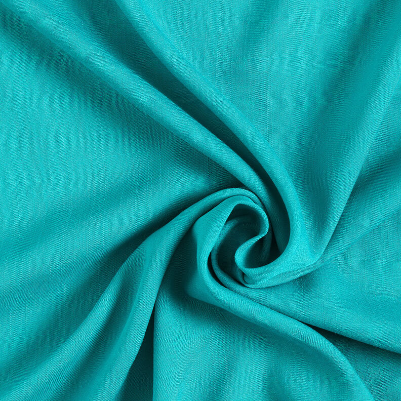 Tissu en viscose aspect lin – turquoise,  image number 1