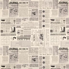Tissu de décoration Semi-panama journal vintage – nature/noir, 