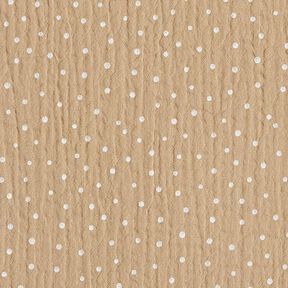 Tissu double gaze de coton Petits points – beige/blanc, 