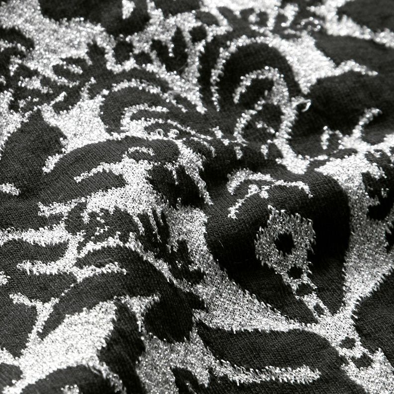 Jersey jacquard à ornements – argent métallisé/noir,  image number 3