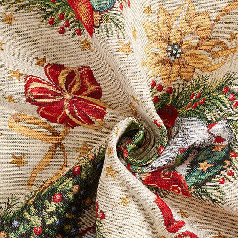 Tissu de décoration Gobelin Couronnes de Noël – nature,  image number 4