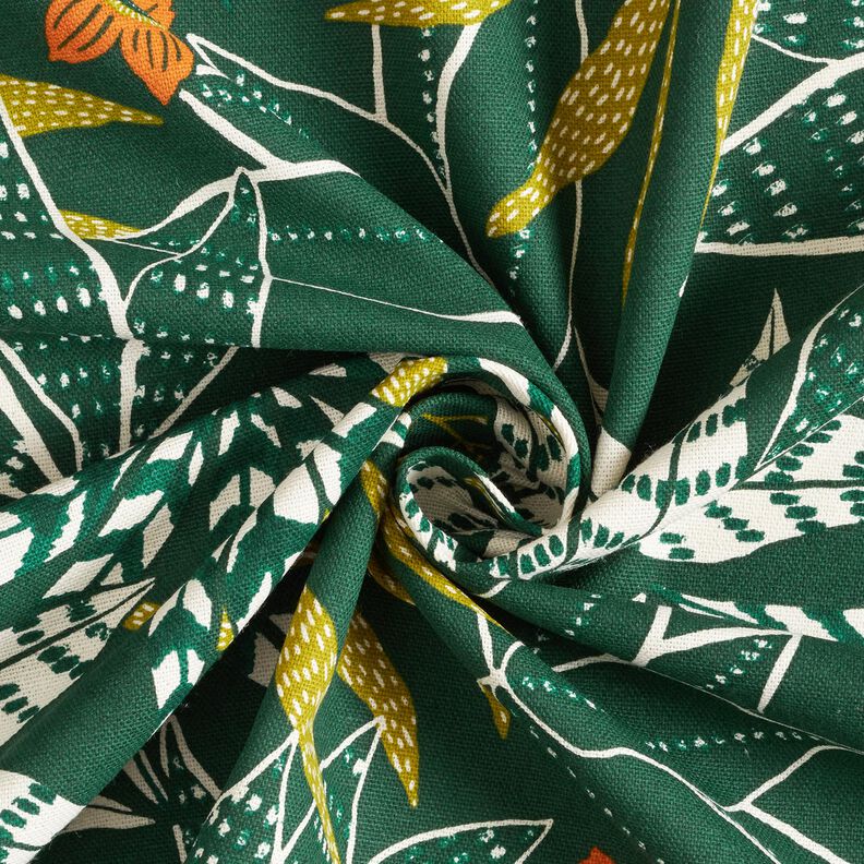 Tissu de décoration Semi-panama Jungle – vert foncé/orange,  image number 3