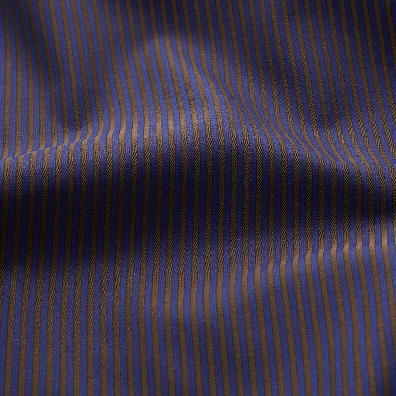 Tissu pour chemise à rayures – bleu marine/marron,  image number 2