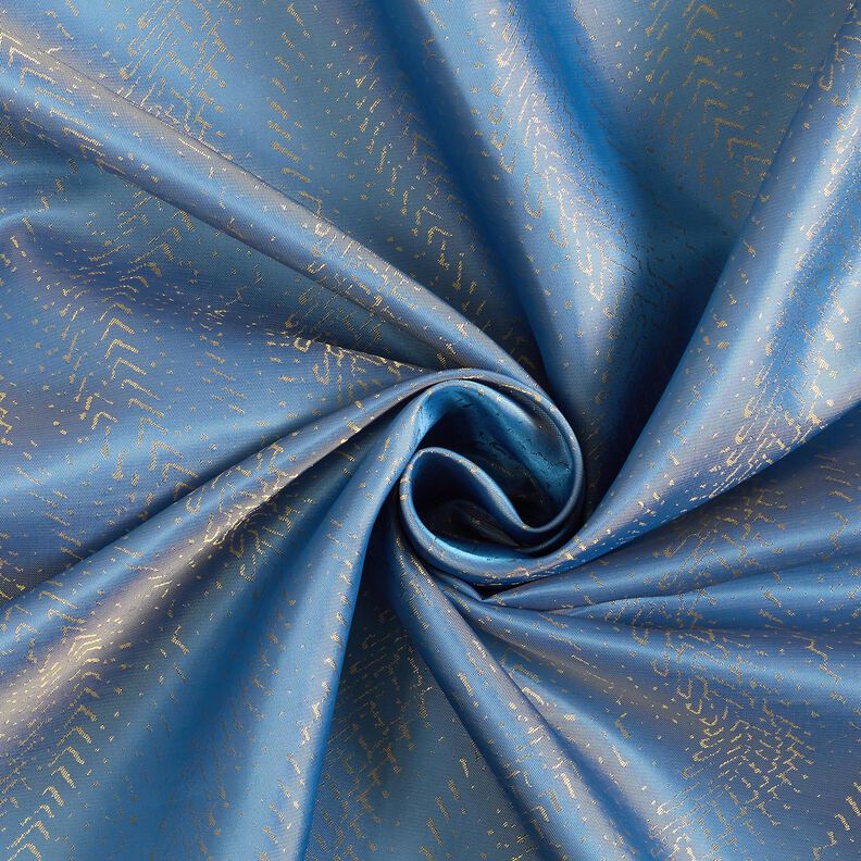 Tissu de doublure Jacquard Motif écaille – bleu/or,  image number 3