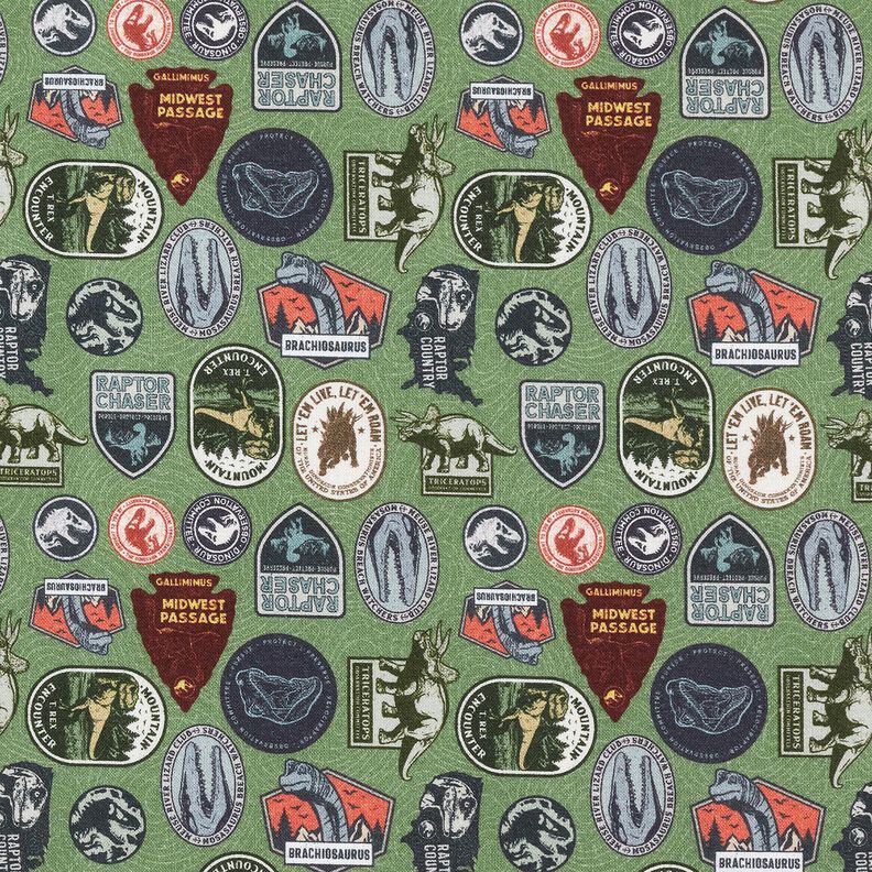 Popeline coton Patches Jurassic Park Tissu sous licence | Universal Studios – pin,  image number 1