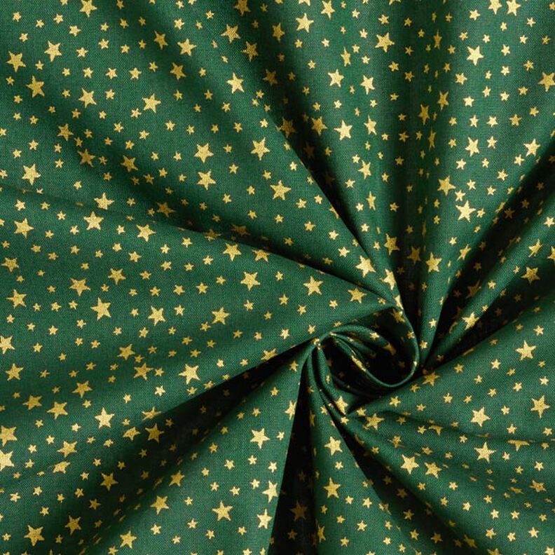 Tissu en coton Cretonne Ciel étoilé de Noël petit – vert foncé/or,  image number 4