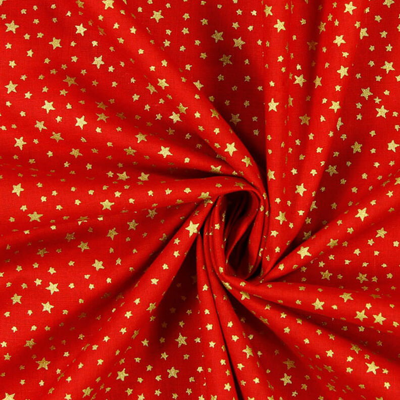 Tissu en coton Cretonne Ciel étoilé de Noël petit – rouge/or,  image number 2