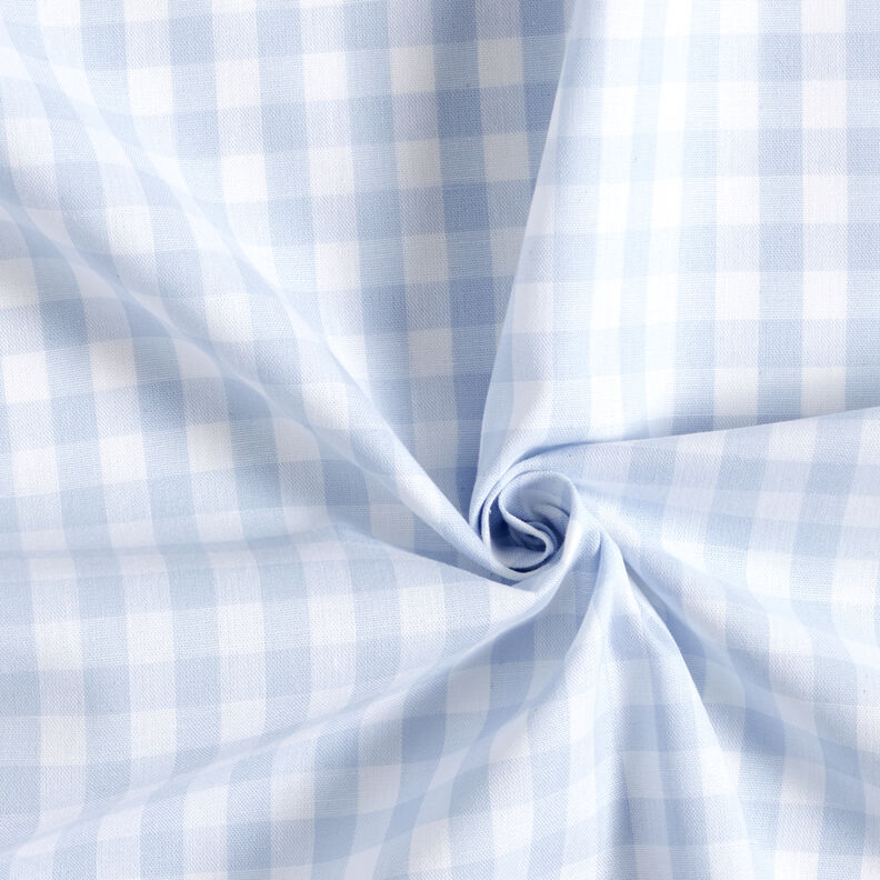 Tissu en coton Vichy à carreaux 1 cm – jean bleu clair/blanc,  image number 3
