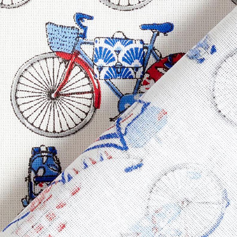 Tissu en coton Cretonne Vélos rétro – blanc/bleu,  image number 4