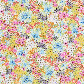 Tissu en coton Popeline Fleurs colorées – lavande/bleu, 