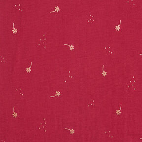 Jersey coton Fleurs Imprimé feuille – rouge bordeaux/cuivre, 