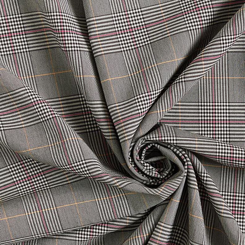 Viscose stretch Prince de Galles – gris/rose vif,  image number 3