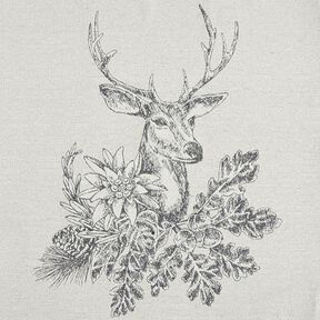 panneau décoratif Gobelin Cerf et edelweiss – gris, 