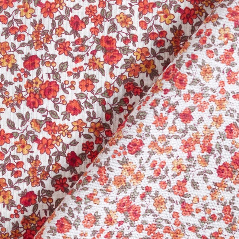 Tissu en coton Cretonne Fleurs nombreuses – orange/blanc,  image number 4