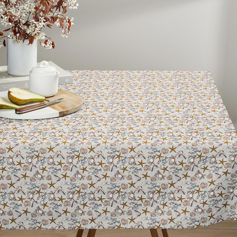 Tissu en coton Cretonne Fond marin – beige clair/jaune curry,  image number 6