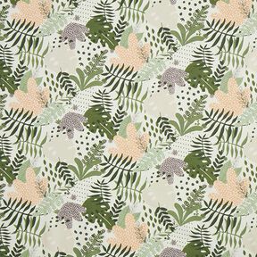Tissu en coton Cretonne plantes de la jungle abstraites – blanc/vert, 