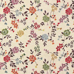 Tissu de décoration Gobelin Vrilles de roses – beige clair/rouge, 