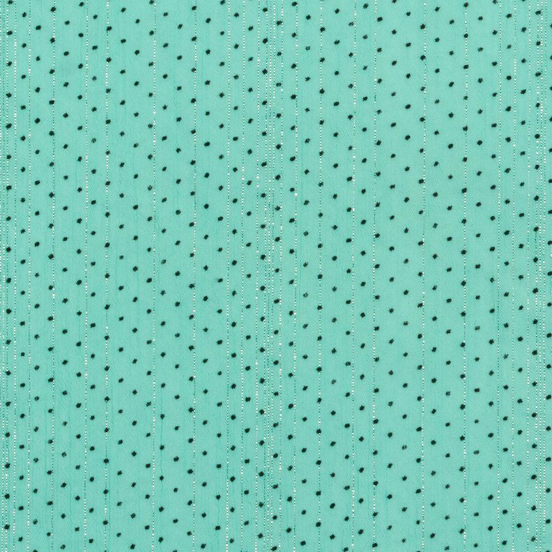 Mousseline Rayures et pois pailletés – turquoise,  image number 1