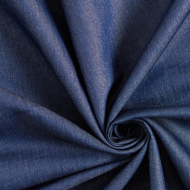 Chambray à fines rayures pailletées – bleu marine,  image number 1