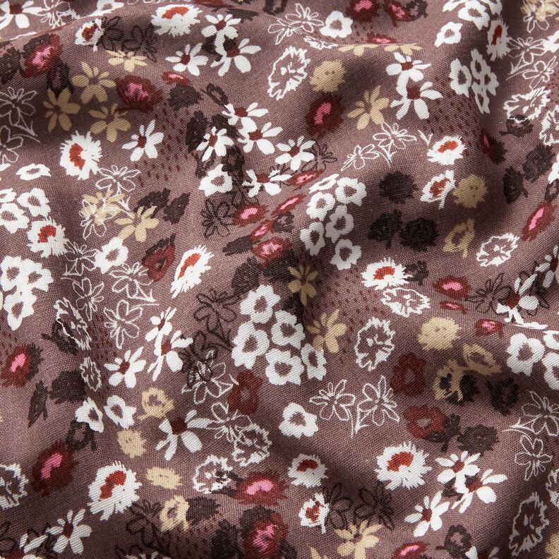 Tissu gaze de coton prairie fleurie de rêve, lisse – chocolat,  image number 3