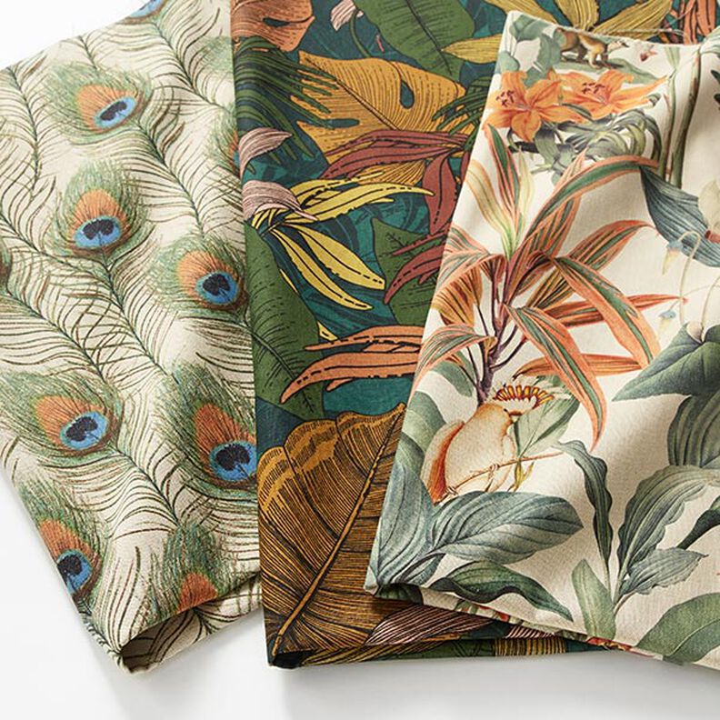Tissu de décoration Semi-panama jungle – vert foncé,  image number 5