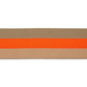 Sangle de sac fluo [ 40 mm ] – orange néon/beige, 