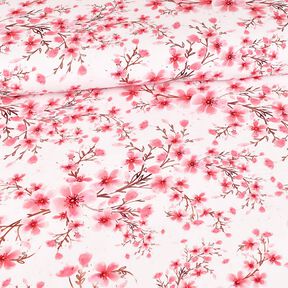 Jersey coton Fleurs de cerisier | Glitzerpüppi – blanc, 