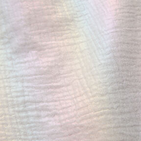 Tissu double gaze de coton Paillettes scintillantes Imprimé feuille – blanc, 