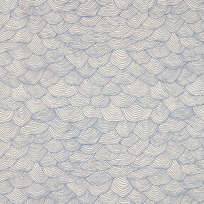 Tissu de décoration Semi-panama motif vagues – bleu roi/nature, 