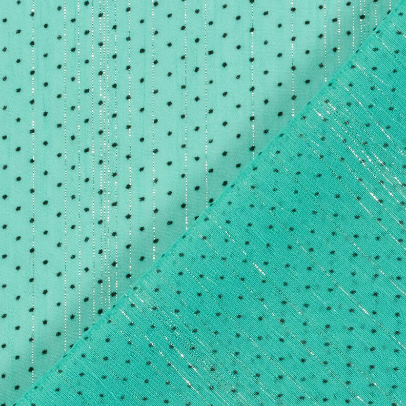 Mousseline Rayures et pois pailletés – turquoise,  image number 4