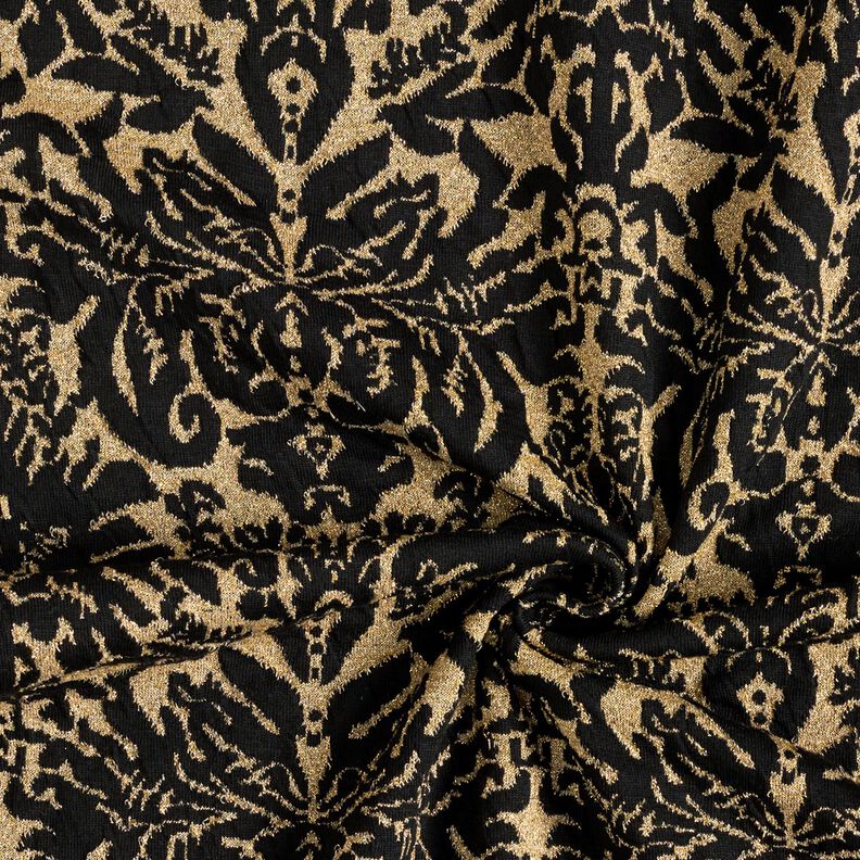 Jersey jacquard à ornements – or métallisé/noir,  image number 4