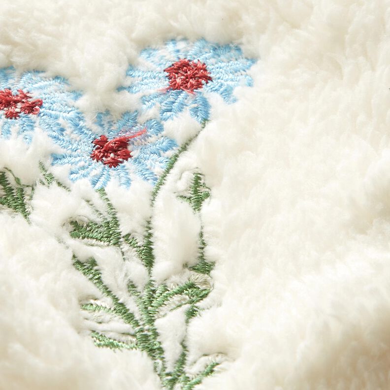 Lainage manteau peluche et broderie florale – blanc,  image number 3