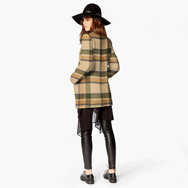 Tissu manteau tartan gratté – sable/kaki clair,  image number 5