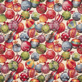 Tissu de décoration Gobelin Boules de Noël multicolores, 