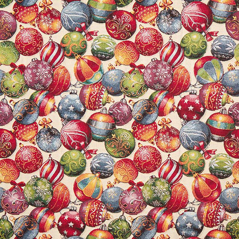 Tissu de décoration Gobelin Boules de Noël multicolores,  image number 1