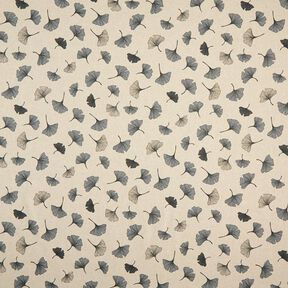 Tissu de décoration Semi-panama Feuilles de ginkgo – gris/nature, 