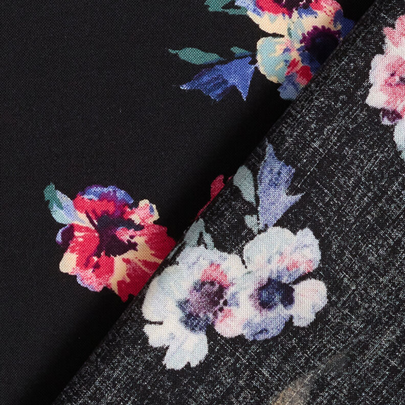 Viscose Fleurs peintes – noir,  image number 4