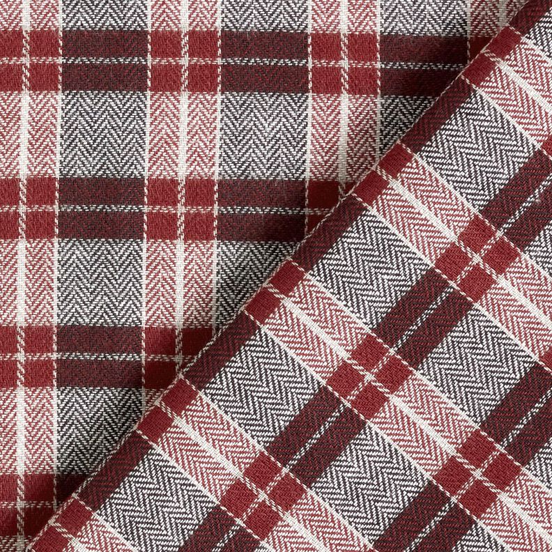 Flanelle Carreaux et chevrons – rouge bordeaux/gris foncé,  image number 4