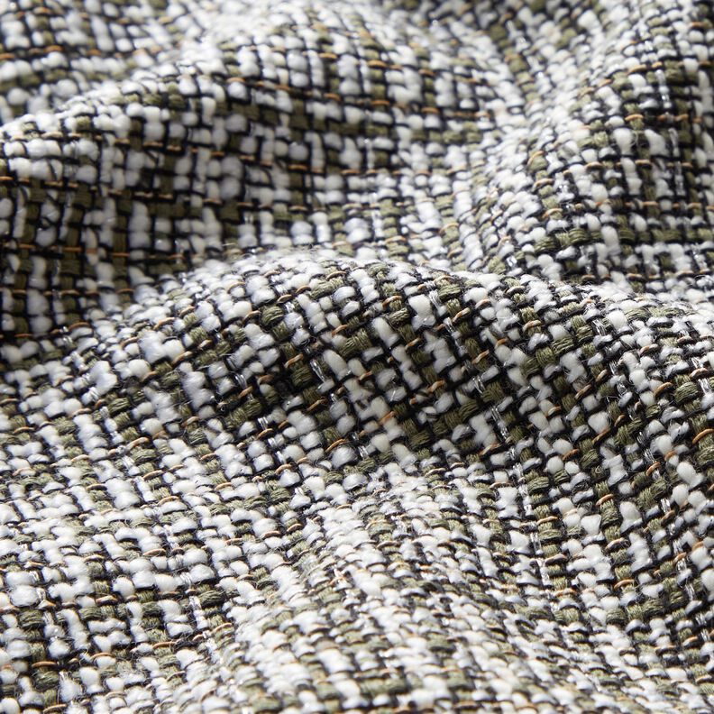 Boucle pailletée fil fantaisie – kaki/blanc,  image number 2