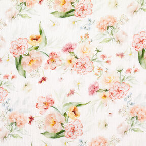 Tissu double gaze de coton Bouquet de fleurs Impression numérique – écru, 