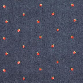 Jersey coton Fraises en aspect jean Impression numérique – gris bleu/rouge feu, 